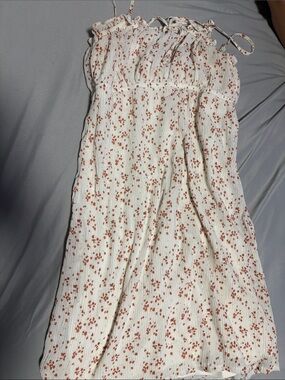 Frenchi White Midi Dress with Rust Floral Print